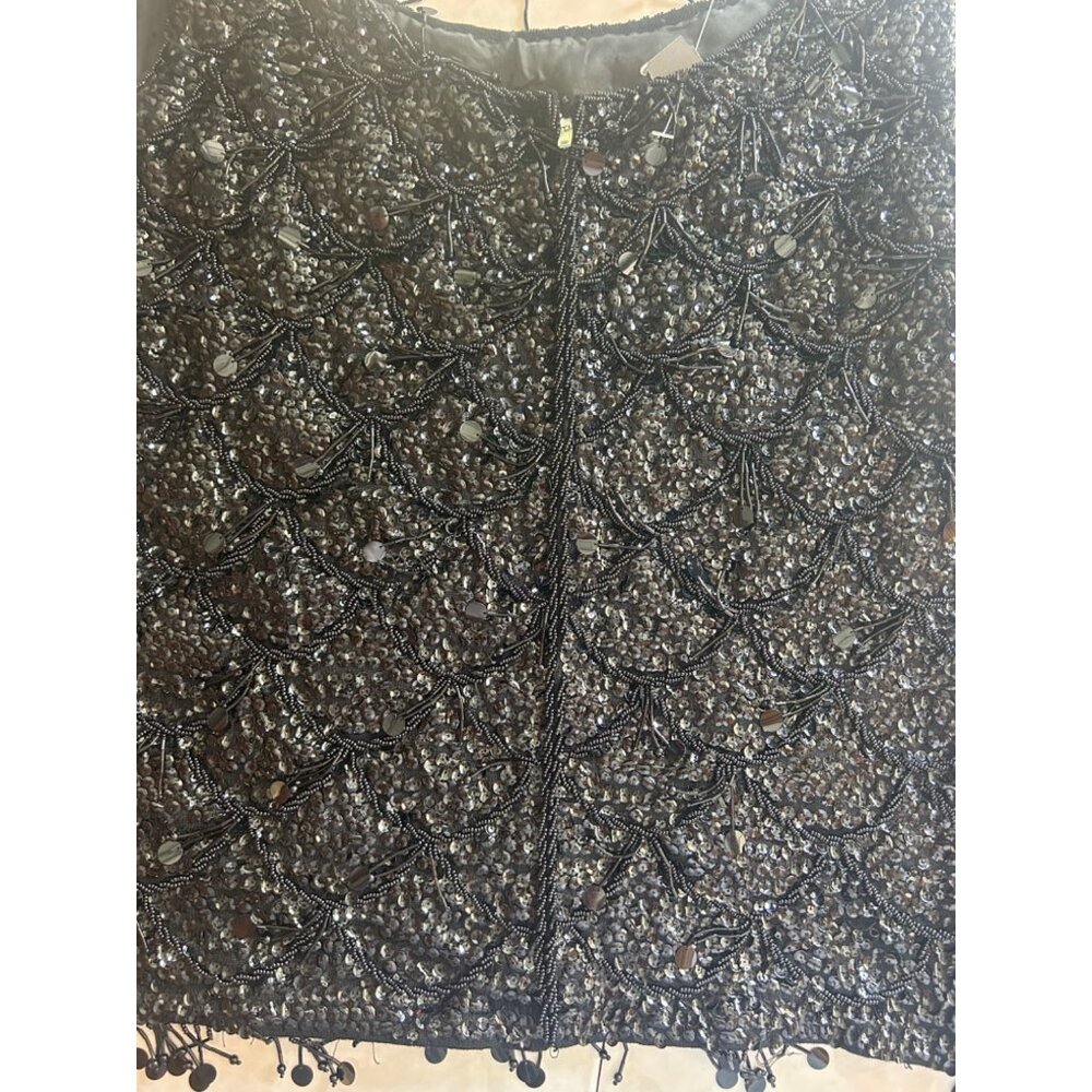 VTG 50s NWT Womens M Handmade Gatsby Black Beaded Wool Sleeveless Top Old Money - Picture 3 of 8
